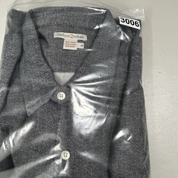 Carbon 2 Cobalt Long Sleeve Shirt Men Medium Gray 100% Cotton Button Up - Picture 8 of 8